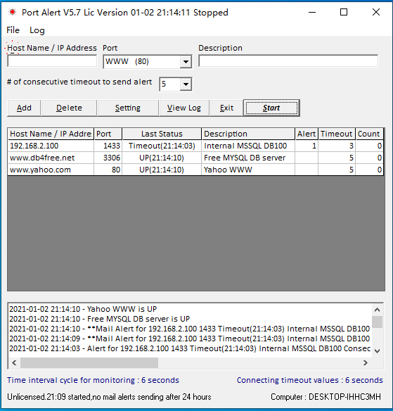 Port_Alert license running